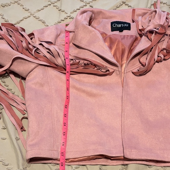 Chartou Women Casual Faux Leather  Motorcycle Fringe Cropped Jacket - Picture 5 of 10